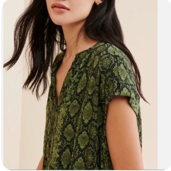 Anthropologie 'Rachel' green/black snakeskin dress with pockets size XS - Picture 3 of 7